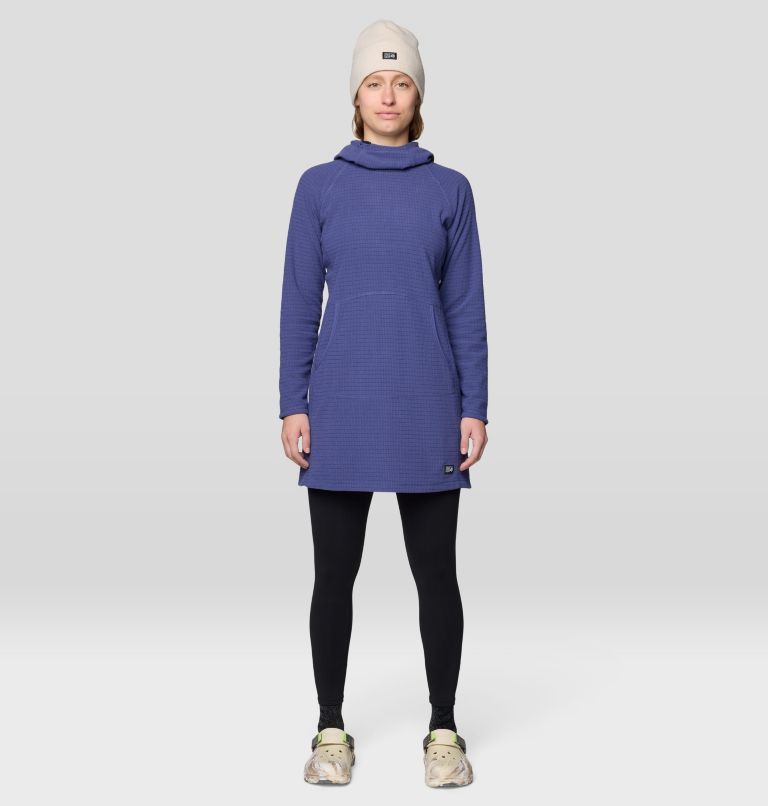womens sweatshirt dress Mountain Hardwear Women's Summit Grid Dress, Lapis Dusk / S