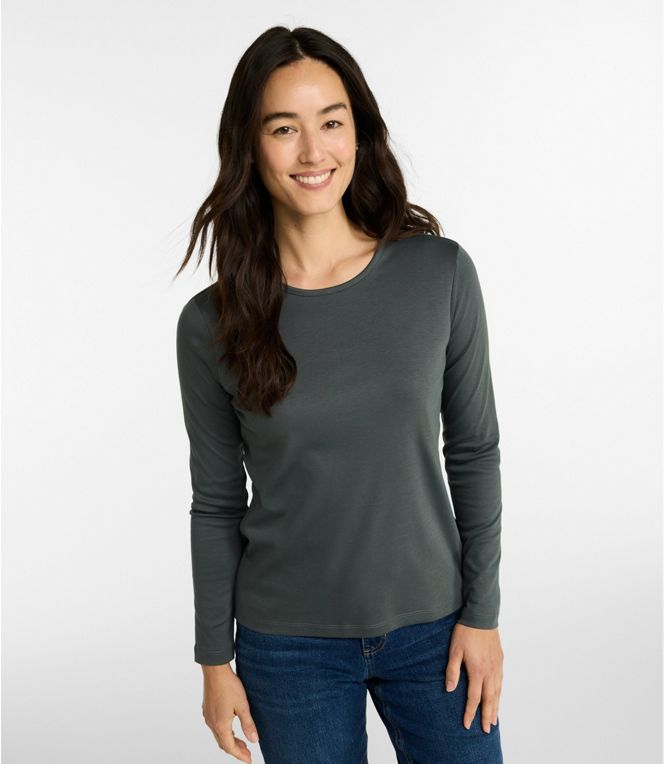 L.L.Bean Women's Pima Crewneck Long-Sleeve Regular