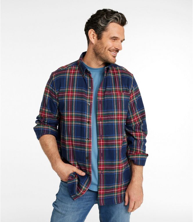 L.L.Bean Men's Scotch Plaid Flannel Shirt LS Tall