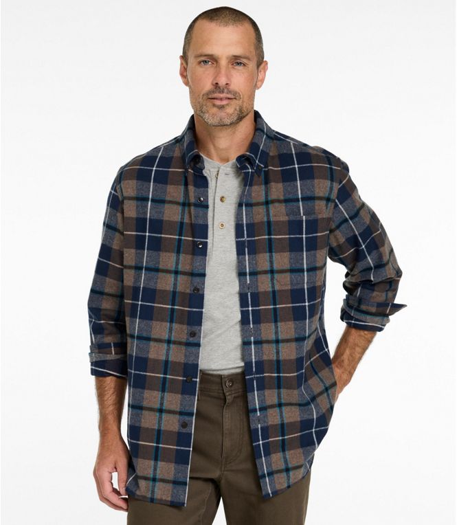 L.L.Bean Men's Scotch Plaid Flannel Shirt LS Tall