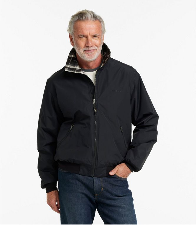 L.L.Bean Men's Warm-Up Jacket Flannel Lined Regular