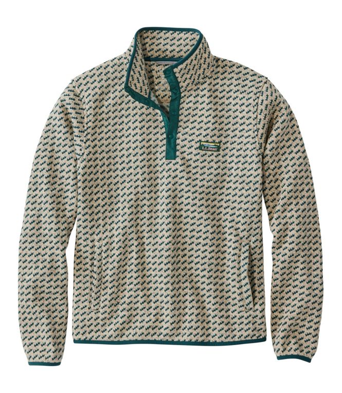 L.L.Bean Men's Bean's Sweater Fleece Pullover Printed Regular