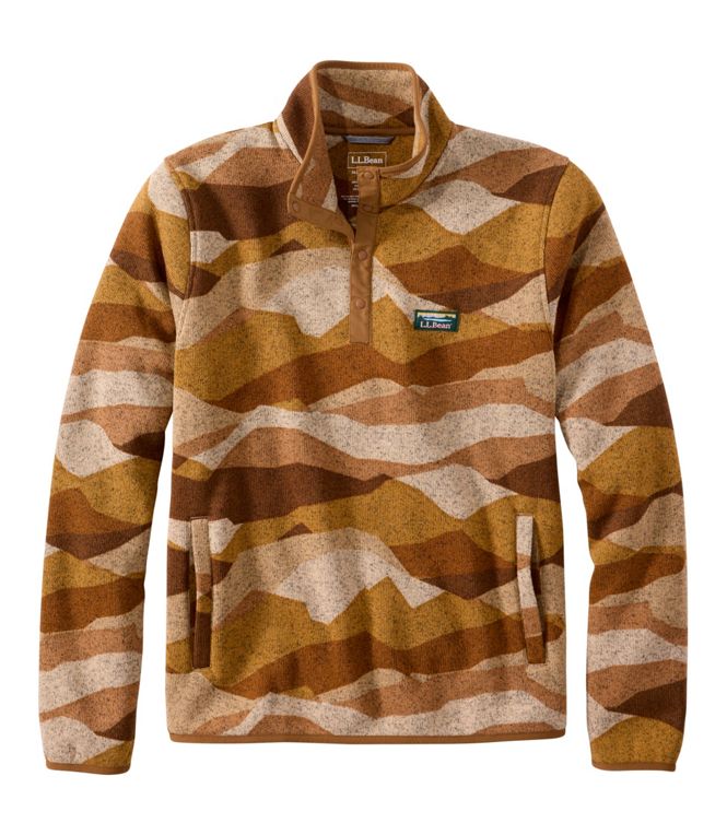 L.L.Bean Men's Bean's Sweater Fleece Pullover Printed Regular