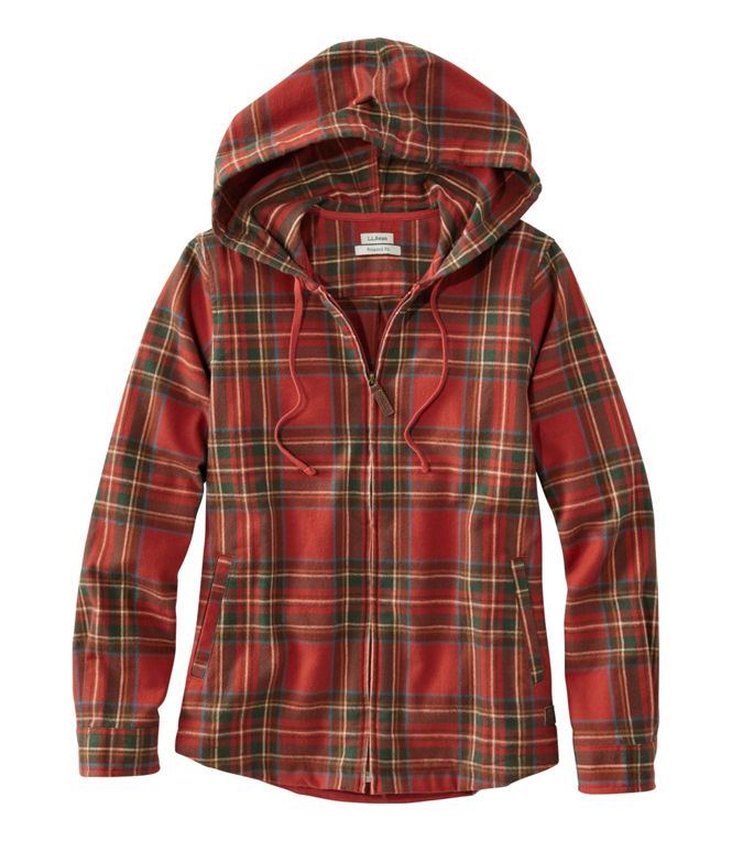 L.L.Bean Women's Scotch Plaid Flannel Shirt, Relaxed Zip Hoodie