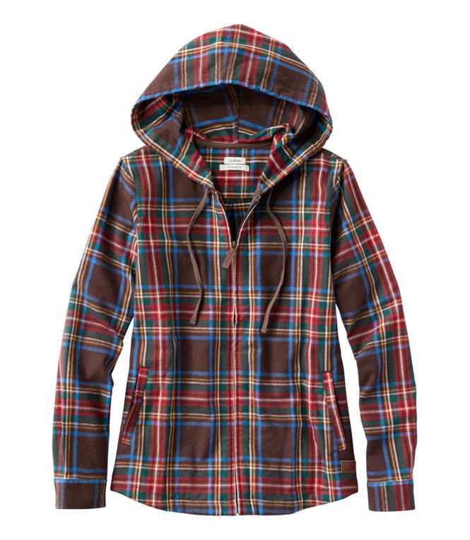 L.L.Bean Women's Scotch Plaid Flannel Shirt, Relaxed Zip Hoodie