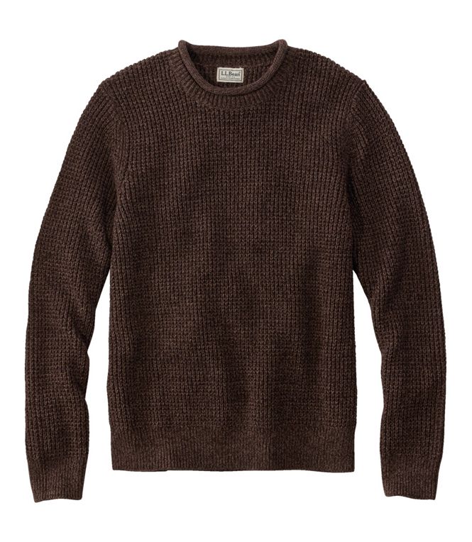 L.L.Bean Men's L.L.Bean Organic Cotton Waffle Sweater, Rollneck Crew, Regular