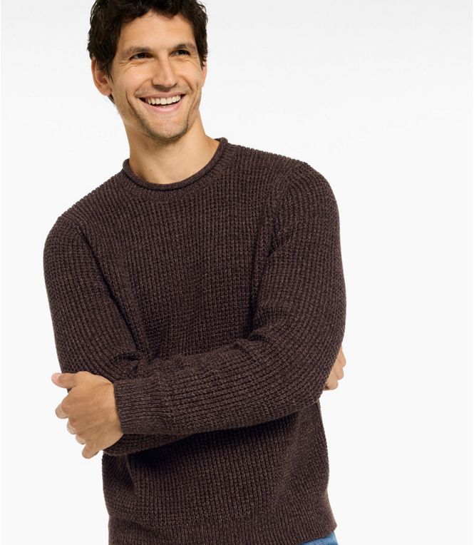 L.L.Bean Men's L.L.Bean Organic Cotton Waffle Sweater, Rollneck Crew, Regular
