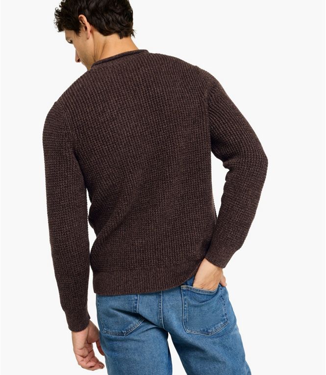 L.L.Bean Men's L.L.Bean Organic Cotton Waffle Sweater, Rollneck Crew, Regular