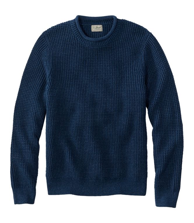 L.L.Bean Men's L.L.Bean Organic Cotton Waffle Sweater, Rollneck Crew, Regular