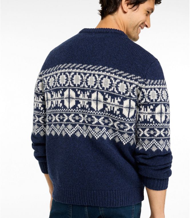 L.L.Bean Men's Bean's Classic Ragg Wool Sweater, Crewneck, Fair Isle, Regular