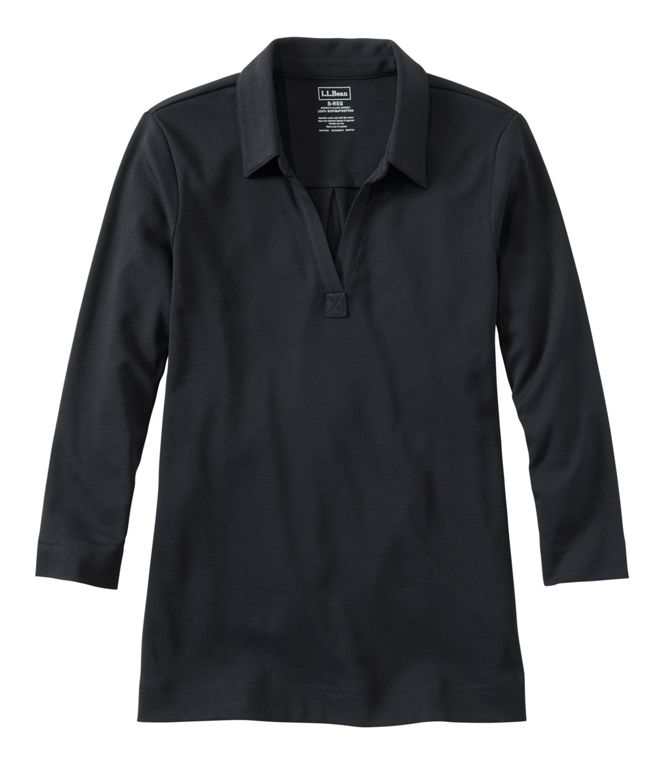 L.L.Bean Women's Pima Polo 3/4 Sleeve Regular