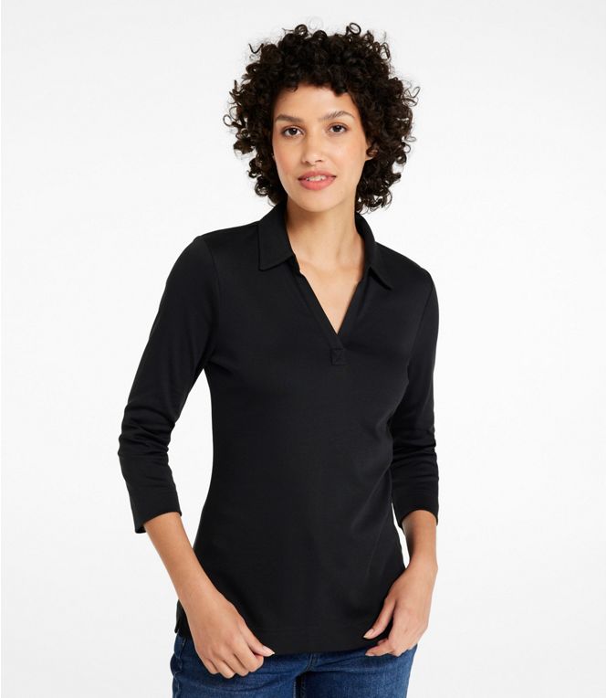 L.L.Bean Women's Pima Polo 3/4 Sleeve Regular