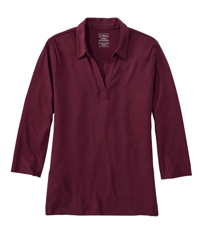 L.L.Bean Women's Pima Polo 3/4 Sleeve Regular
