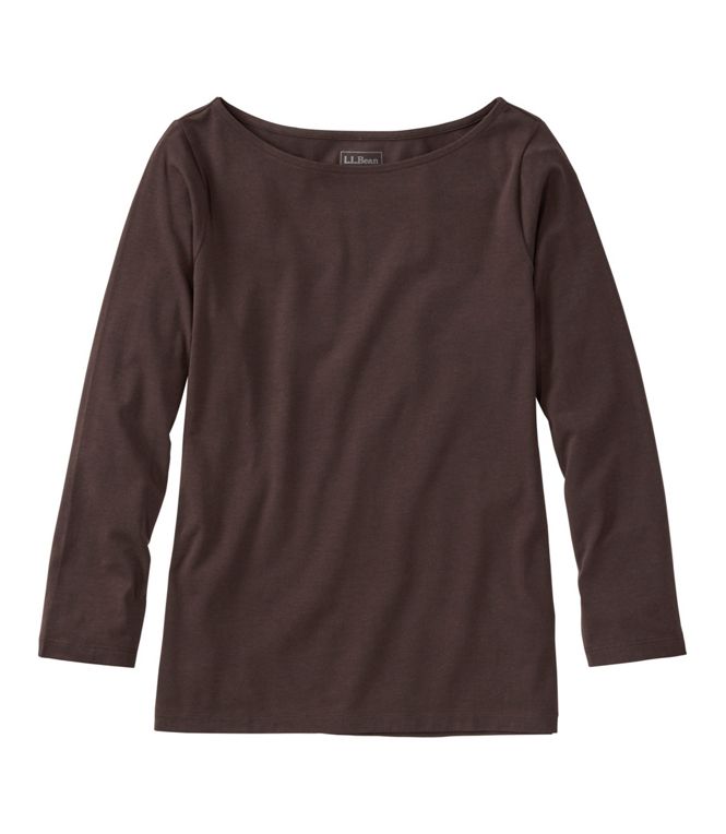 L.L.Bean Women's Soft Stretch Supima-Blend Tee, Boatneck Bracelet-Sleeve