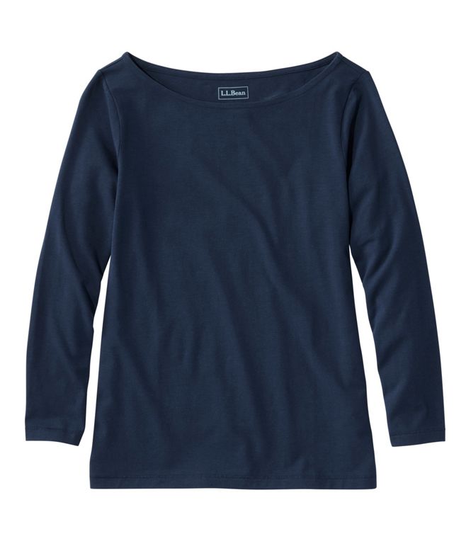 L.L.Bean Women's Soft Stretch Supima-Blend Tee, Boatneck Bracelet-Sleeve