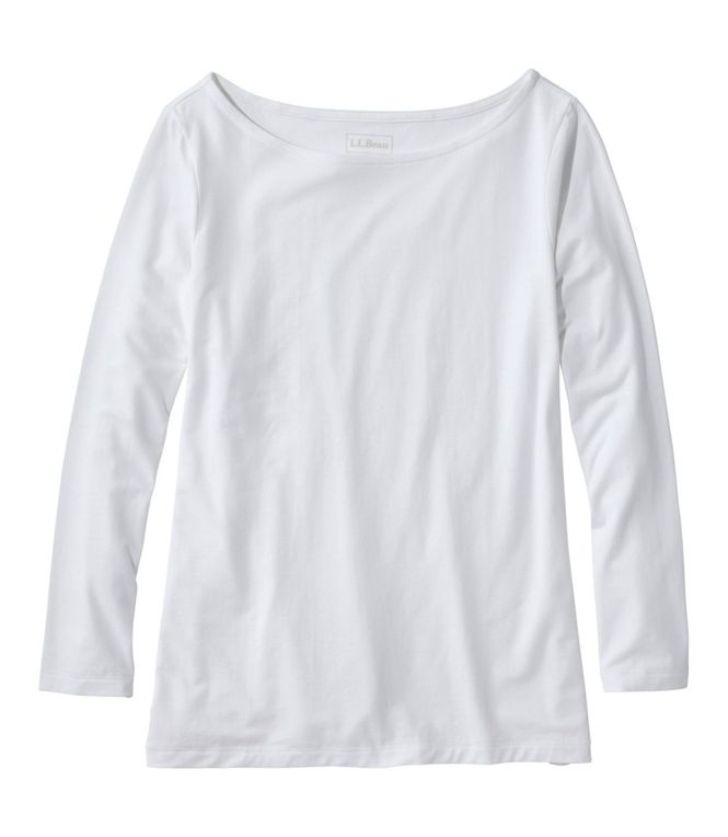 L.L.Bean Women's Soft Stretch Supima-Blend Tee, Boatneck Bracelet-Sleeve