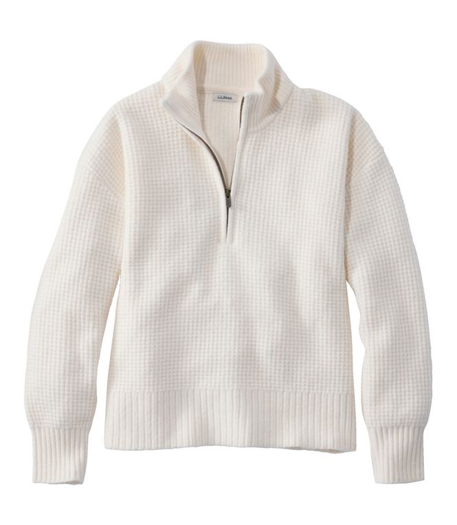 L.L.Bean Women's Supersoft Waffle Sweater, Quarter-Zip, Regular