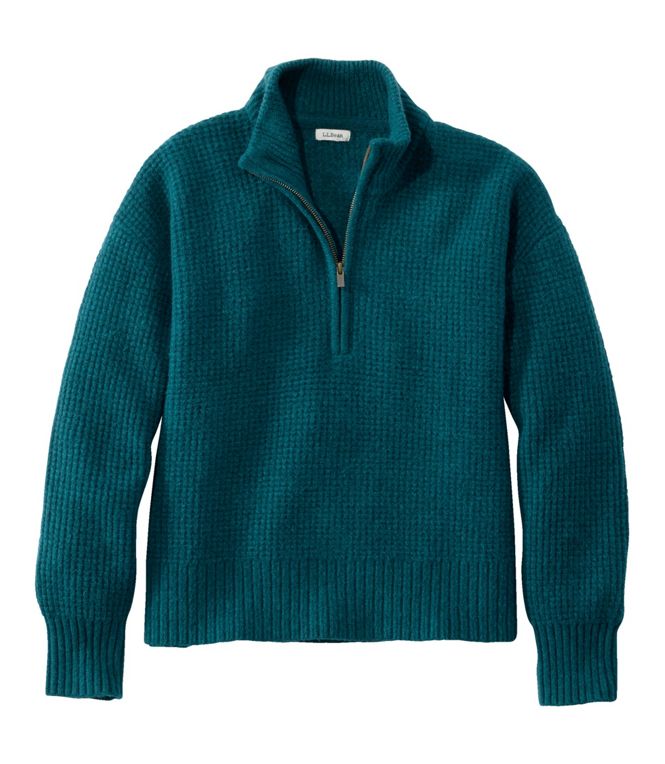 L.L.Bean Women's Supersoft Waffle Sweater, Quarter-Zip, Regular