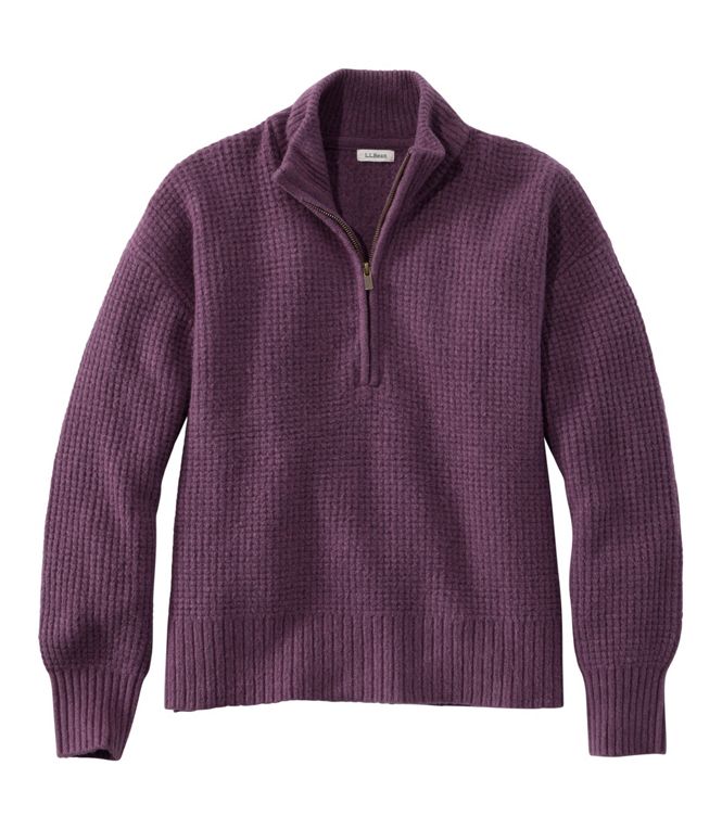 L.L.Bean Women's Supersoft Waffle Sweater, Quarter-Zip, Regular