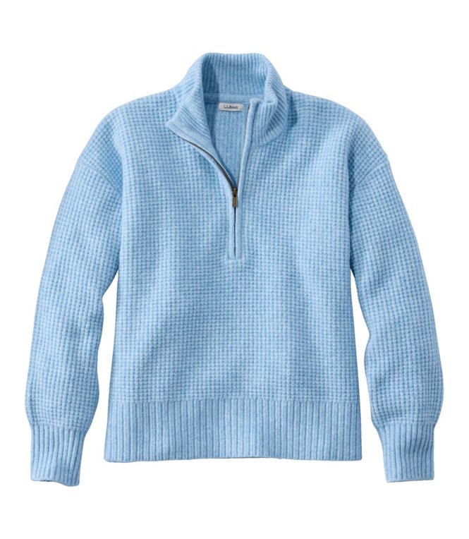L.L.Bean Women's Supersoft Waffle Sweater, Quarter-Zip, Regular