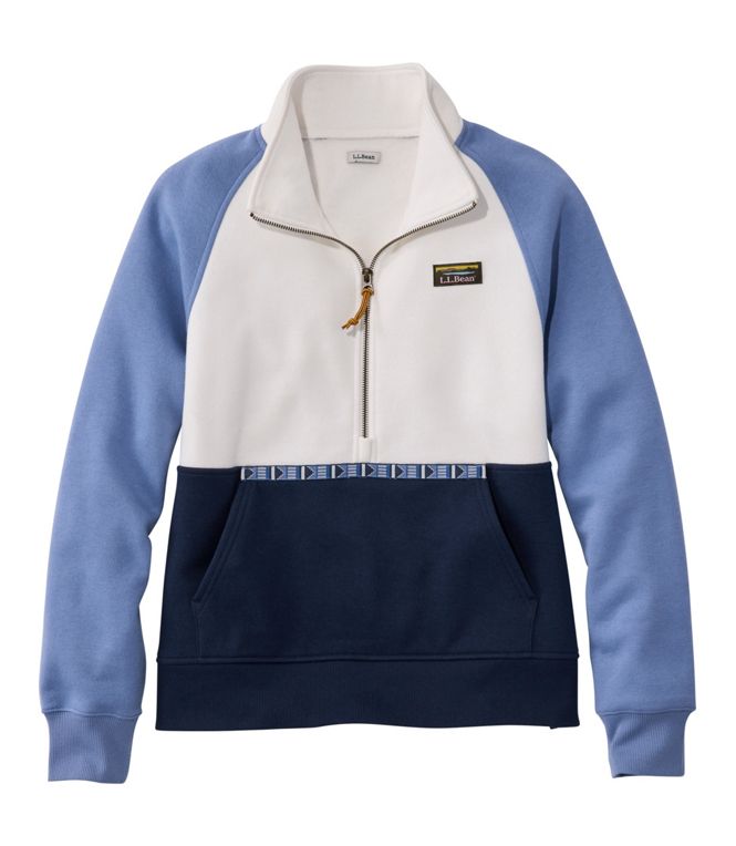 L.L.Bean Women's Mountain Classic Sweatshirt, Half-Zip Colorblock