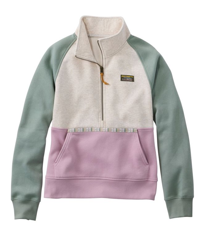 L.L.Bean Women's Mountain Classic Sweatshirt, Half-Zip Colorblock