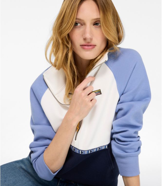 L.L.Bean Women's Mountain Classic Sweatshirt, Half-Zip Colorblock