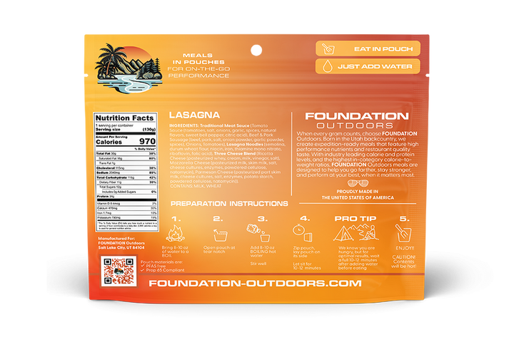 FOUNDATION Outdoors, Lasagna Meal