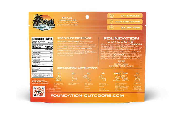 FOUNDATION Outdoors, Rise & Shine Breakfast Meal