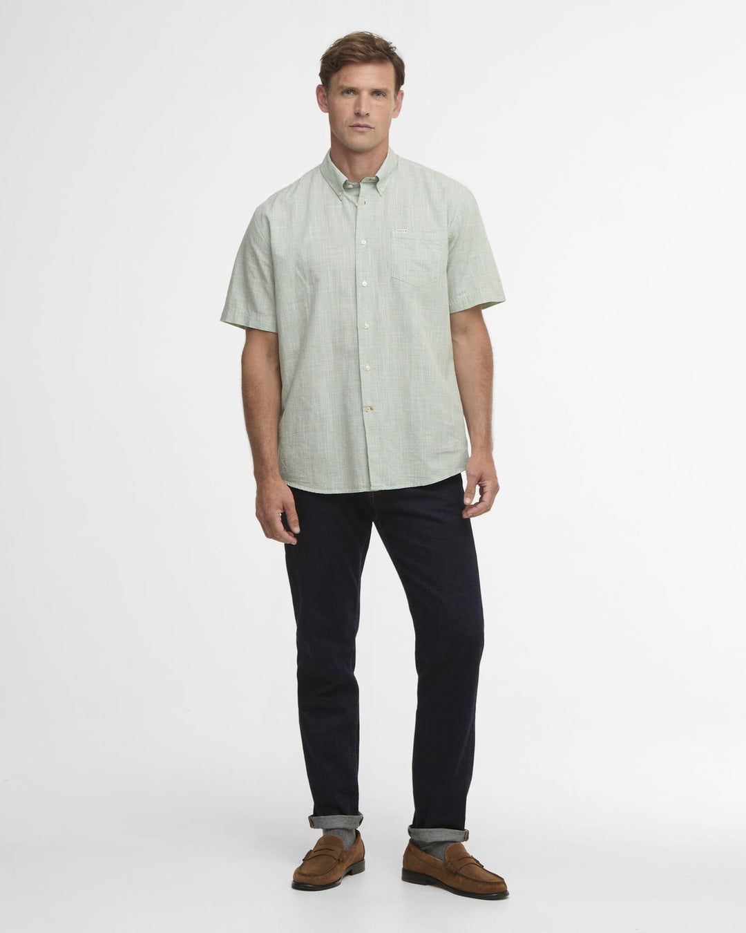 Barbour Men's Fleming Linen Blend Regular S/S Shirt - Quest Outdoors