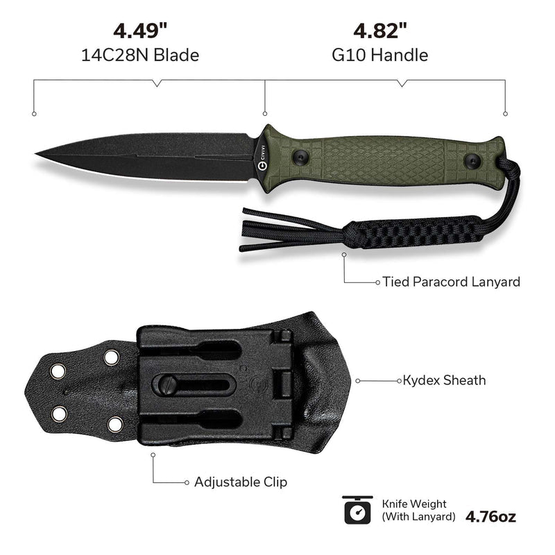Civivi Perfrico Fixed Blade With Green G10 Handle - Quest Outdoors