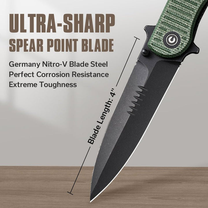 Civivi RS71 Flipper & Thumb Stud Knife With Green Micarta Handle - Quest Outdoors