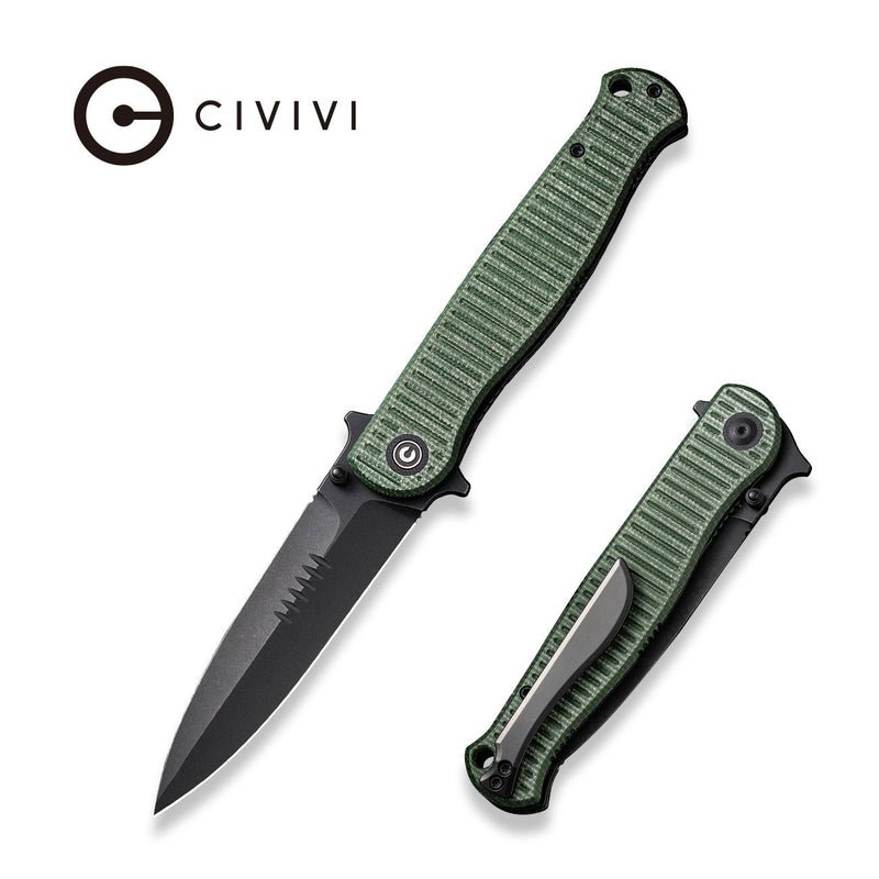 Civivi RS71 Flipper & Thumb Stud Knife With Green Micarta Handle - Quest Outdoors