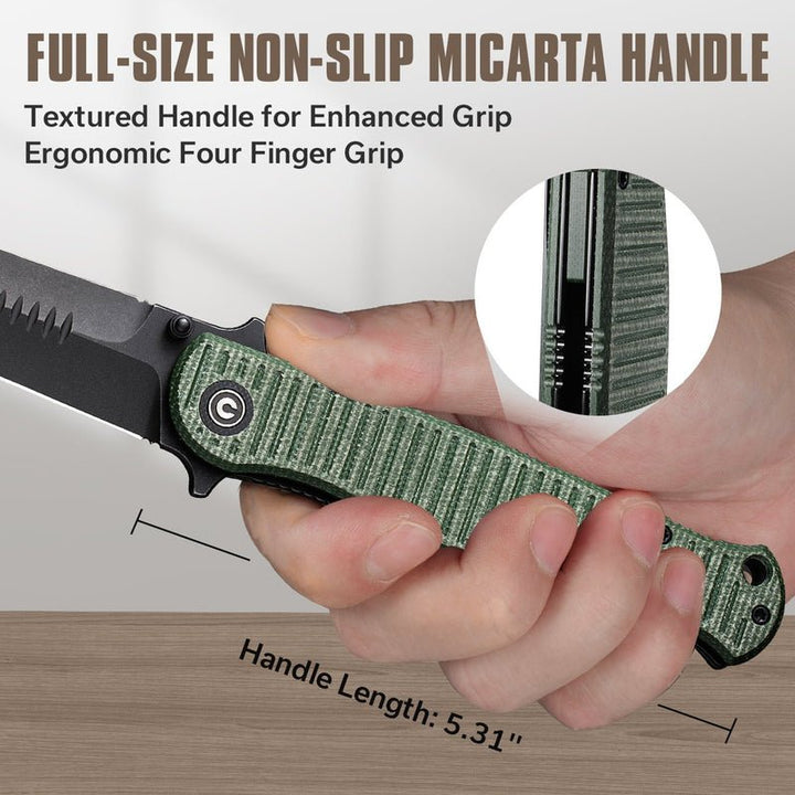 Civivi RS71 Flipper & Thumb Stud Knife With Green Micarta Handle - Quest Outdoors