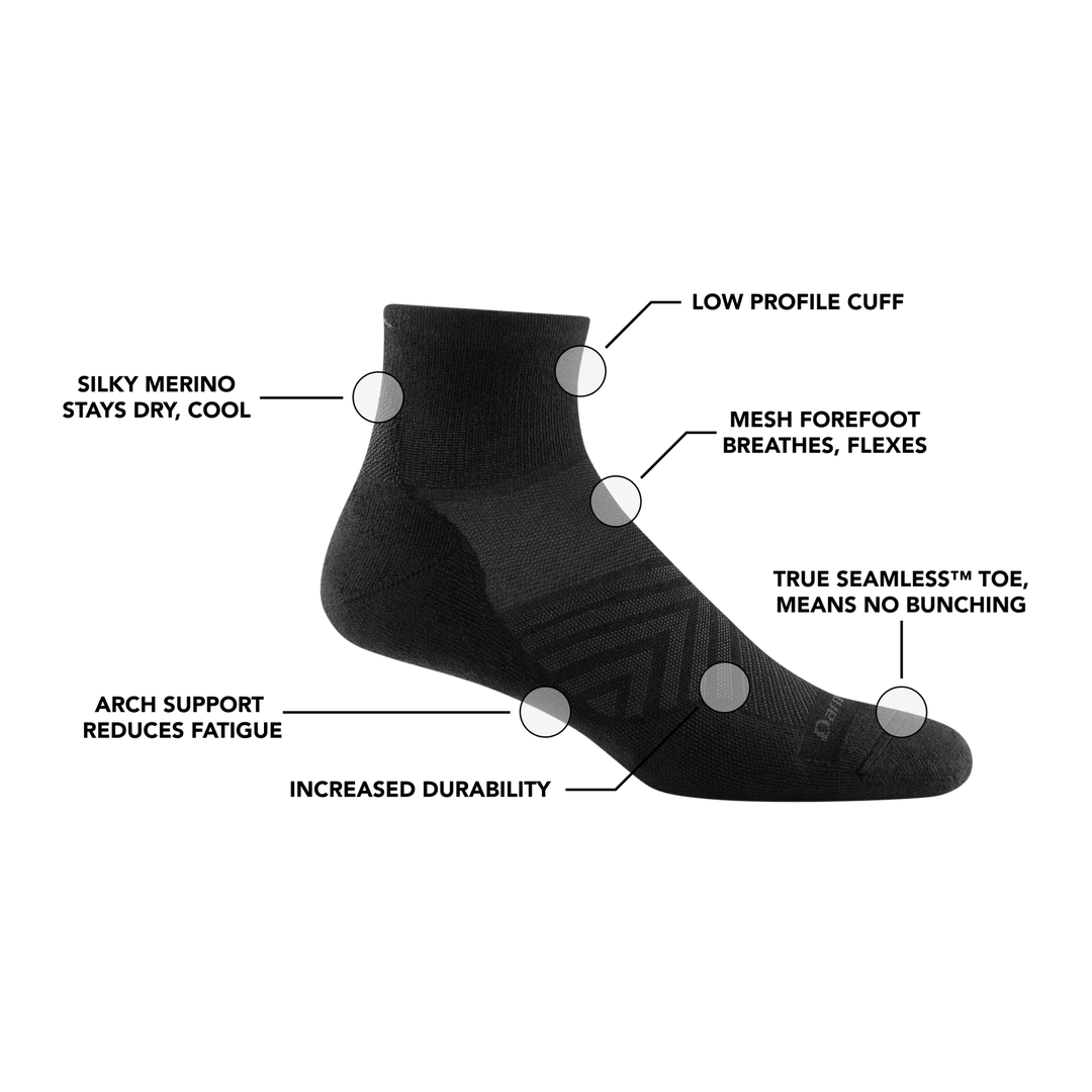 Darn Tough Men's Run Quarter Cushioned Ultra - Lightweight Running Socks - Quest Outdoors