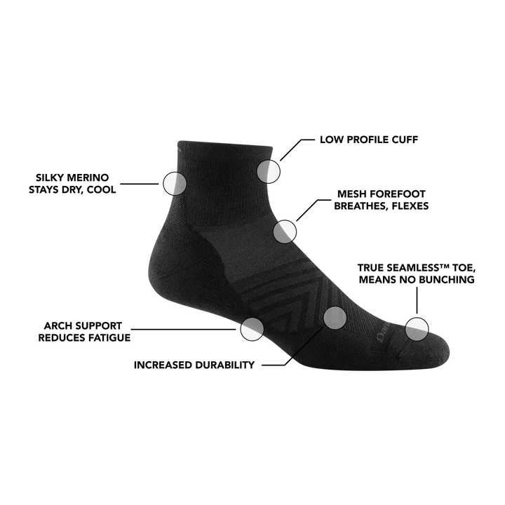 Darn Tough Men's Run Quarter Cushioned Ultra - Lightweight Running Socks - Quest Outdoors
