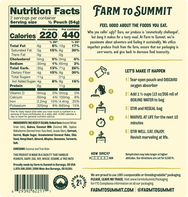 Farm to Summit Golden Oats - Quest Outdoors