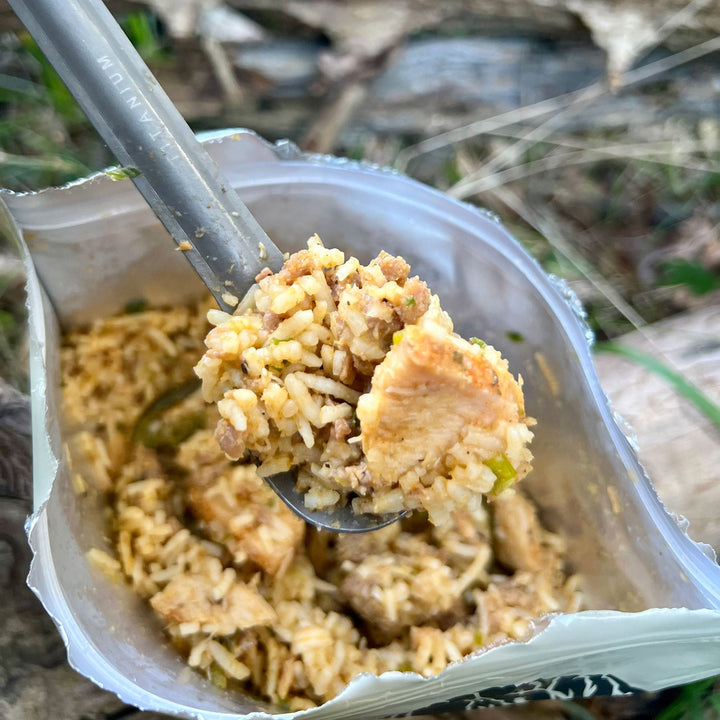 Jambalaya with Blackened Chicken, Cajun Sausage, Rice, and Bell Peppers - Quest Outdoors