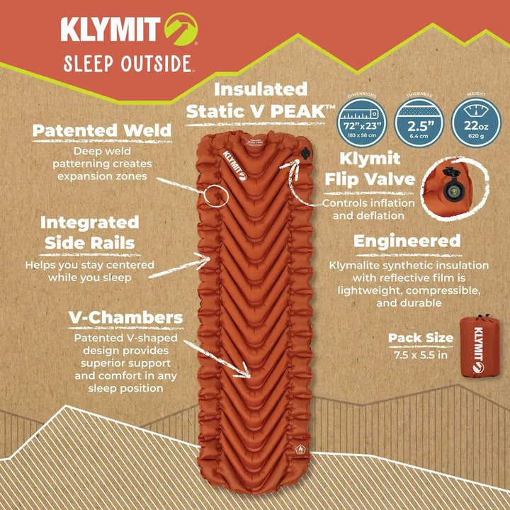 KLYMIT Insulated Static V Peak Sleeping Pad - Quest Outdoors