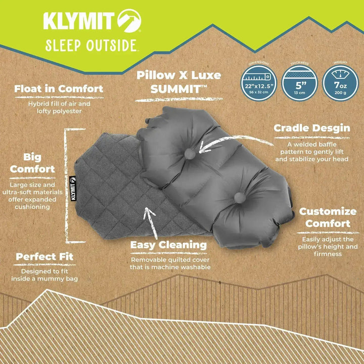KLYMIT Pillow X Luxe Summit - Quest Outdoors