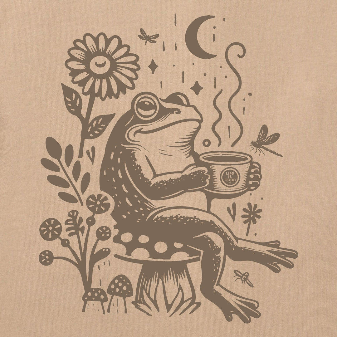 Life Is Good Women's Frog On A Toadstool Coffee Short Sleeve Crusher Tee - Quest Outdoors