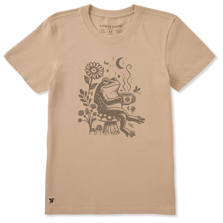 Life Is Good Women's Frog On A Toadstool Coffee Short Sleeve Crusher Tee - Quest Outdoors