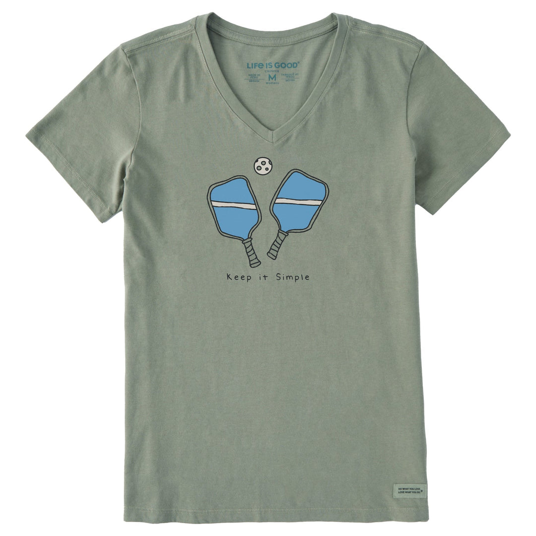 Life Is Good Women's Keep it Pickleball Simple Short Sleeve Crusher-LITE Vee - Quest Outdoors
