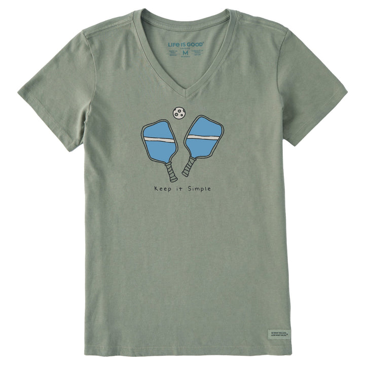 Life Is Good Women's Keep it Pickleball Simple Short Sleeve Crusher-LITE Vee - Quest Outdoors