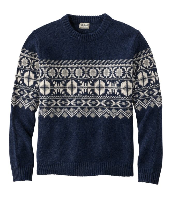 L.L.Bean Men's Bean's Classic Ragg Wool Sweater, Crewneck, Fair Isle, Regular - Quest Outdoors