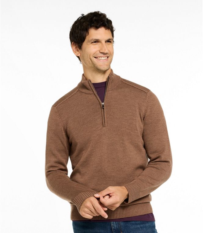 L.L.Bean Men's Essential Merino Sweaters, Quarter-Zip Reg - Quest Outdoors