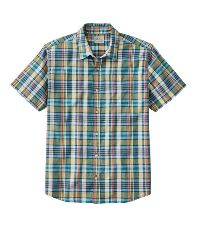 L.L.Bean Men's Madras Short - Sleeve Shirt, Slightly Fitted Regular - Quest Outdoors