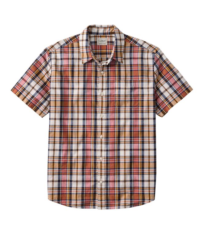 L.L.Bean Men's Madras Short - Sleeve Shirt, Slightly Fitted Regular - Quest Outdoors