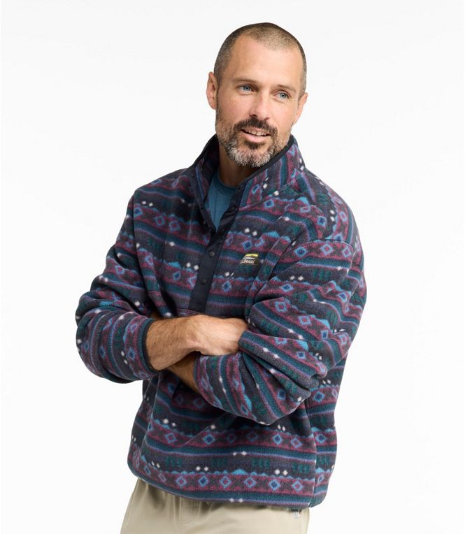 L.L.Bean Men's Mountain Classic Fleece Pullover, Print, Regular - Quest Outdoors