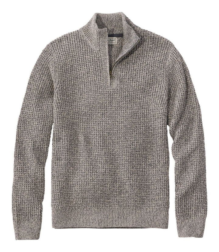 L.L.Bean Men's Organic Cotton Waffle Sweater, Quarter Zip, Tall - Quest Outdoors